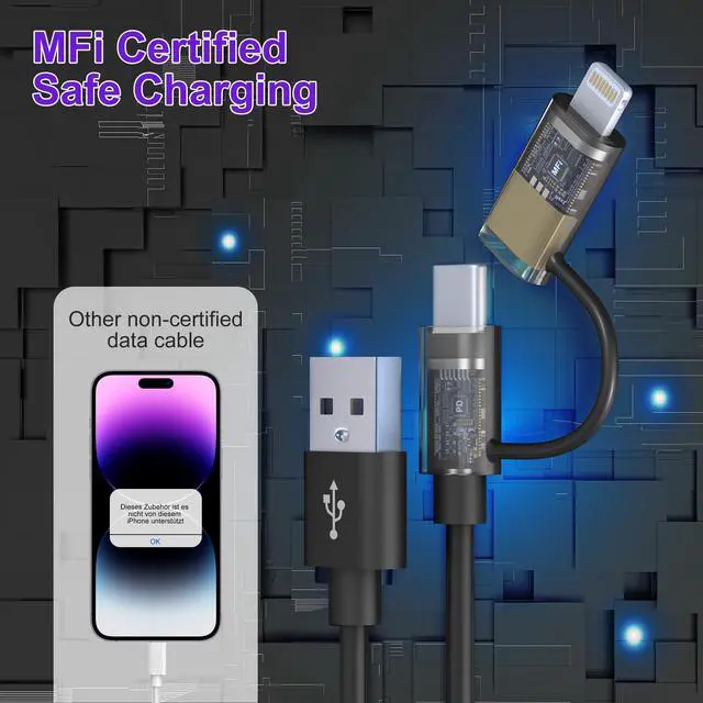Alt view image 14 of 14 - USB to USB C and Lightning Cable Combo 2 in 1 Coiled Cable Support Apple Carplay & Android Auto 3A Fast Charge Data Sync Short Curly Lightning and USB C Dual Cable for iPhone 15 14 13 12 Android, 3FT