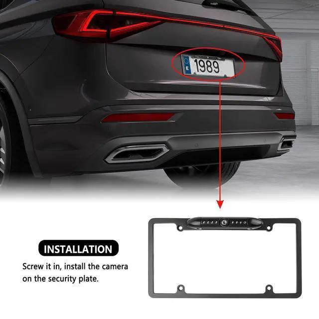 Alt view image 9 of 12 - License Plate Backup Camera,HD Night Vision Reverse Camera with 8 LED,170°Wide Angle IP67 Waterproof Car Rear View Camera Fits Car Truck SUV RV with US License Plates