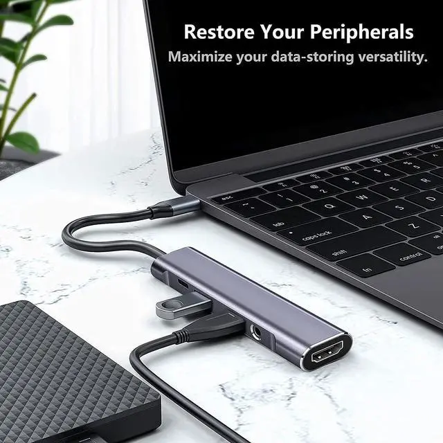 Alt view image 14 of 14 - USB C to HDMI Adapter Dex Dock for Galaxy S25/S24/S23/S22/Note20/TabS9/S8/S7,Type-c hub with 3.5mm Audio Jack,4K HDMI,USB3.0,PD 60W,Adapter for iPhone 15/iPad Air 4/5,iPad mini 6,Nintendo Switch1