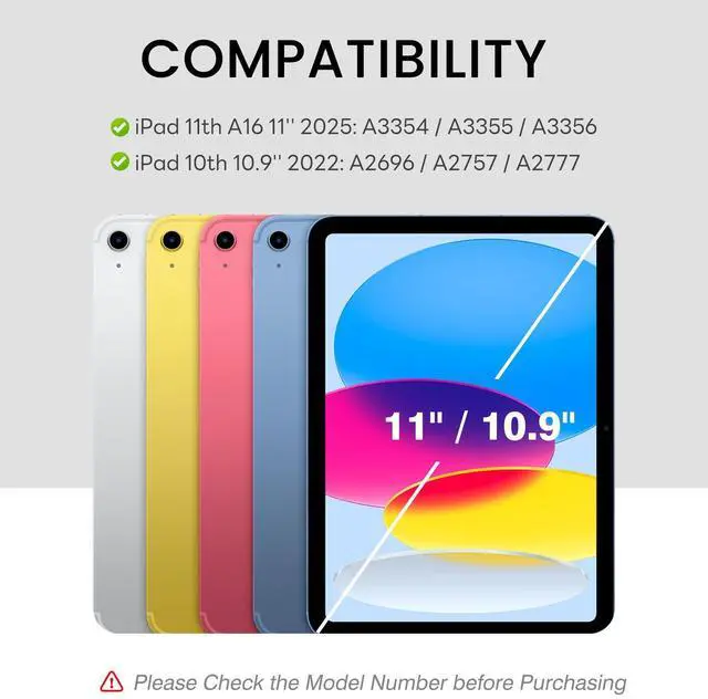 Alt view image 9 of 14 - for iPad 11th (A16) &10th Generation Case with Keyboard - 7 Color Backlit Wireless Detachable Folio Keyboard Cover with Pencil Holder for iPad 11 inch A16 2025 10th Gen 10.9'' 2022 - Black