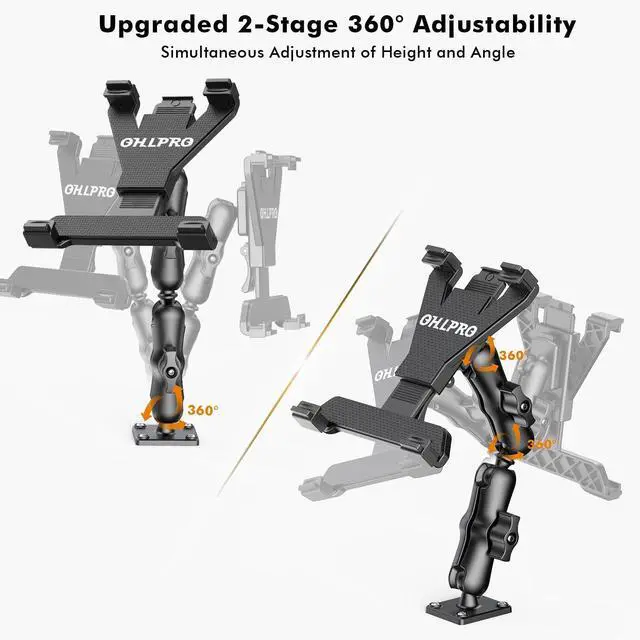 Alt view image 9 of 12 - Tablet Holder for Truck, Heavy Duty iPad Mount for Drill Base 360°Adjustable 2-Stage Arm Car Stand for All 7" - 11.5" iPad Pro,Mini,Samsung Tab,Nexus, Great for Desks,Wall, Businesses