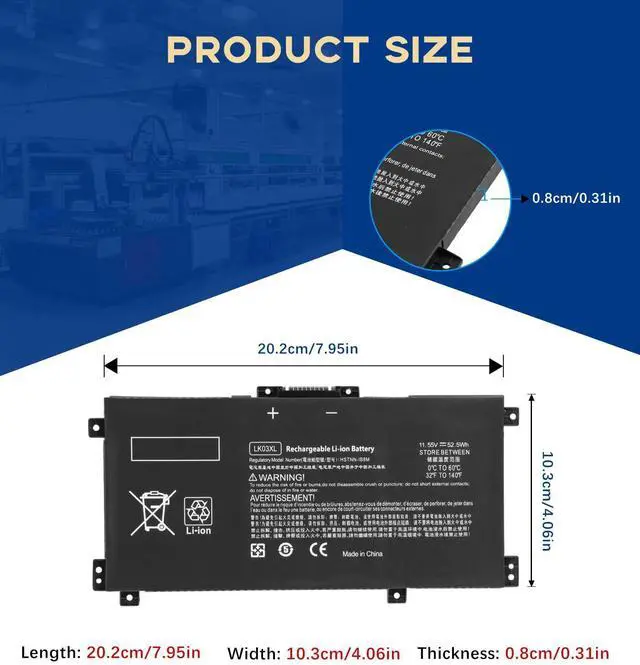 Alt view image 10 of 14 - LK03XL Replacement Battery for HP Envy x360 15m-cn0012dx/15m-cn0011dx Convertible Laptop, 3-Cell 52.5WH Li-ion Battery Compatible with LK03XL/LK03, CE/FCC/RoHS Certified, 12-Month Warranty
