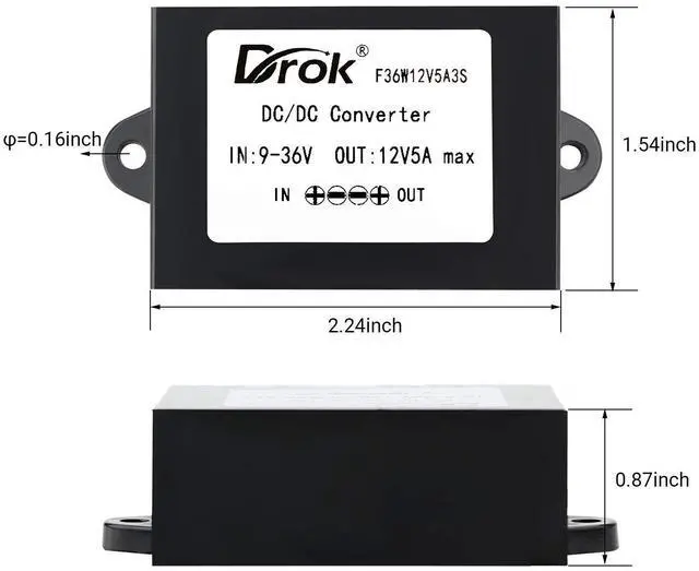 Alt view image 10 of 14 - DC-DC Stabilizer, 9V-36V to 12V Boost Buck Converter 5A 60W Waterproof Auto Step Up Down Voltage Regulator 12V Volt Transformer for Car Audio Solar Power System LCD Television LED Display Screen