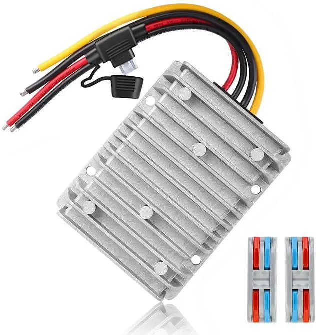 Alt view image 8 of 14 - 24V 36V 48V to 12V 30A 360W Converter Step Down Voltage Reducer with Fuse & Connectors DC to DC Buck Converter 12V Golf Cart Voltage Regulator Waterproof Transformer for Golf Cart