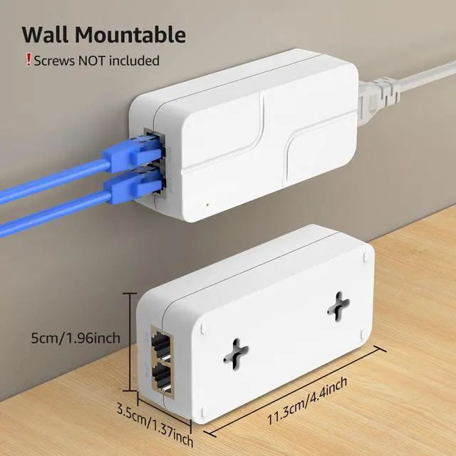 Alt view image 13 of 14 - 2.5G PoE Injector 30W, PoE+ Injector Converts Non-PoE to PoE+, 52V IEEE 802.3at/af, 10/100/1000/2500Mbps Ethernet PoE Adapter Plug & Play, Power Over Ethernet Up to 325 Feet