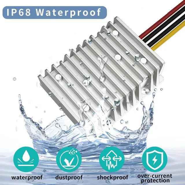 Alt view image 10 of 14 - 24V 36V 48V to 12V 30A 360W Converter Step Down Voltage Reducer with Fuse & Connectors DC to DC Buck Converter 12V Golf Cart Voltage Regulator Waterproof Transformer for Golf Cart