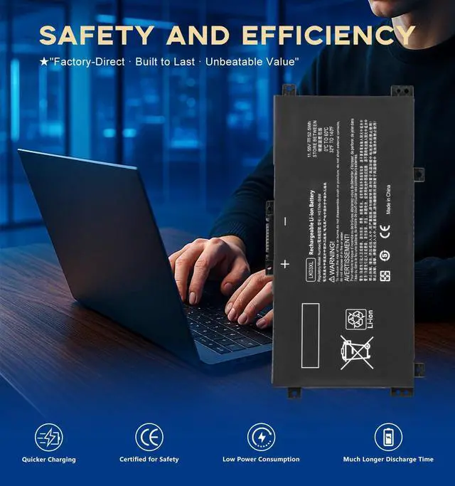 Alt view image 14 of 14 - LK03XL Replacement Battery for HP Envy x360 15m-cn0012dx/15m-cn0011dx Convertible Laptop, 3-Cell 52.5WH Li-ion Battery Compatible with LK03XL/LK03, CE/FCC/RoHS Certified, 12-Month Warranty