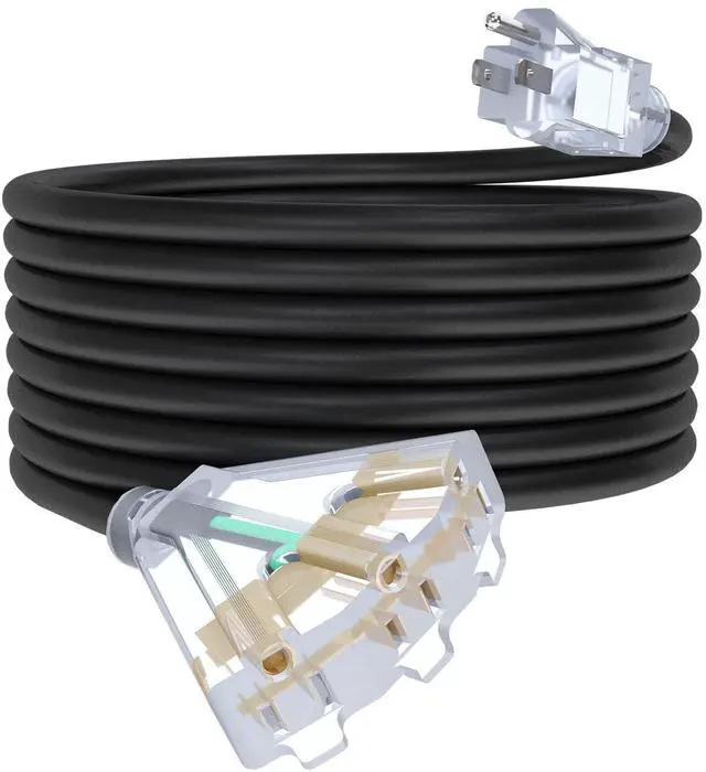 Alt view image 7 of 12 - 25Ft 12/3 Outdoor Extension Cord with 3-Outlets, Heavy Duty 12 Gauge 3 Prong Extension Cord Waterproof with Lighted end, 15A 12AWG 1875W SJTW, ETL Listed - Great for Garage, Garden and Home, Black