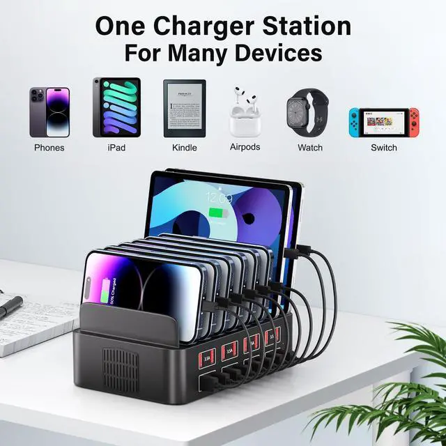 Alt view image 11 of 12 - Charging Station for Multiple Devices, 150W USB Charger Station with16 Fast Charging Ports, Ipad Charging Station for Apple Devices Fire Tablets iPhone Samsung Android