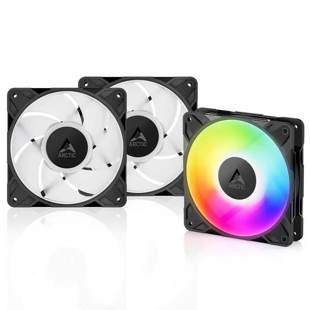 Alt view image 8 of 14 - P12 Pro A-RGB - 3 Pack - Powerful Premium Fan, 120 mm PWM Fan with Y-Cable Splitter, 600-3000 RPM, 0 RPM <5% PWM, 5V Digital RGB, Fluid Dynamic Bearing, 4-Pin - Black