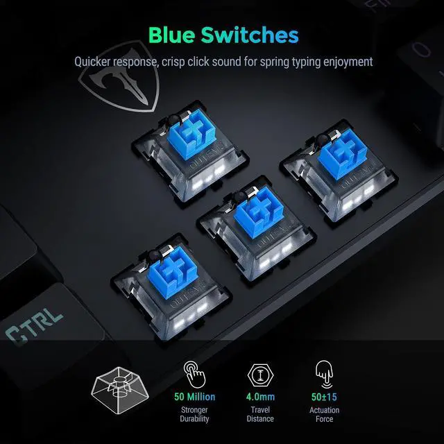 Alt view image 10 of 14 - Mechanical Gaming Keyboard, RGB 104 Keys Ultra-Slim LED Backlit USB Wired Keyboard with Blue Switch, Durable Abs Keycaps/Anti-Ghosting/Spill-Resistant Computer Keyboard for PC Mac Xbox Gamer