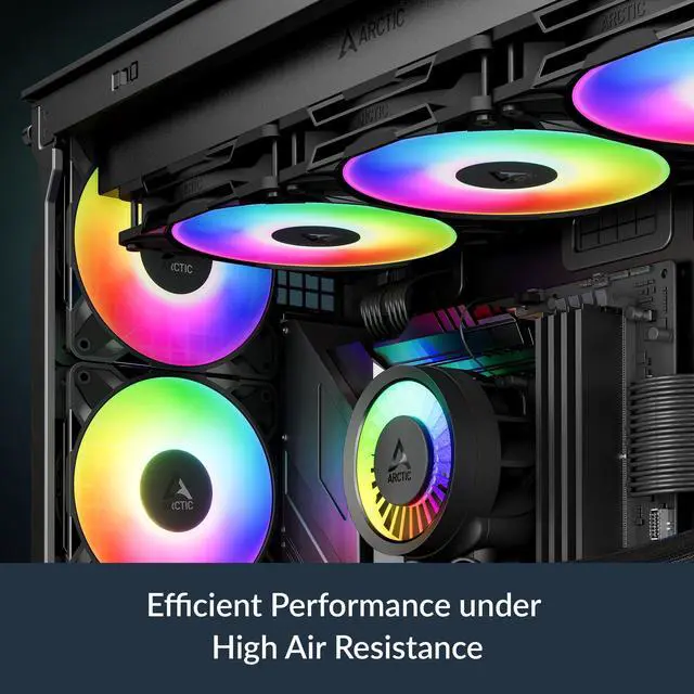Alt view image 10 of 14 - P12 Pro A-RGB - 3 Pack - Powerful Premium Fan, 120 mm PWM Fan with Y-Cable Splitter, 600-3000 RPM, 0 RPM <5% PWM, 5V Digital RGB, Fluid Dynamic Bearing, 4-Pin - Black
