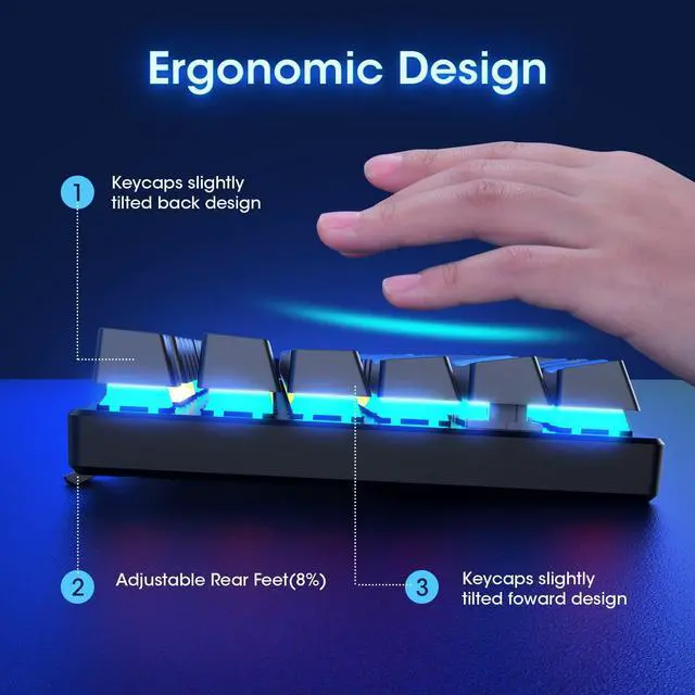 Alt view image 13 of 14 - Mechanical Gaming Keyboard, RGB 104 Keys Ultra-Slim LED Backlit USB Wired Keyboard with Blue Switch, Durable Abs Keycaps/Anti-Ghosting/Spill-Resistant Computer Keyboard for PC Mac Xbox Gamer