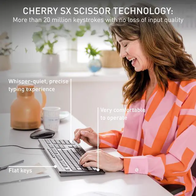 Alt view image 8 of 12 - Stream Keyboard, Wired Keyboard for PC/Laptop, Whisper Quiet Silent Keys, Unique Typing Feel, Slim Design, SX Scissor Switches, USB-A, QWERTY, Black
