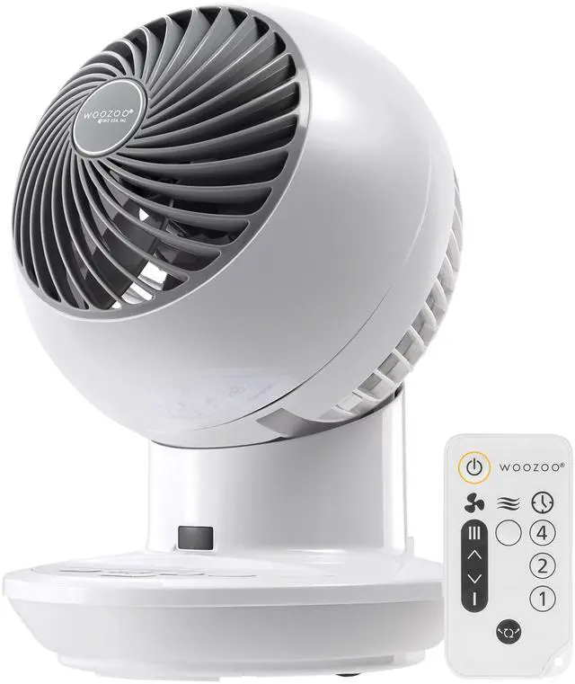 Alt view image 7 of 12 - WOOZOO Air Circulator Fan with Remote, Oscillation, 3 Speeds, 52ft Max Air Distance, Adjustable Tilt, Quiet Motor, Small Fan for Bedroom, Office, Dorm, White