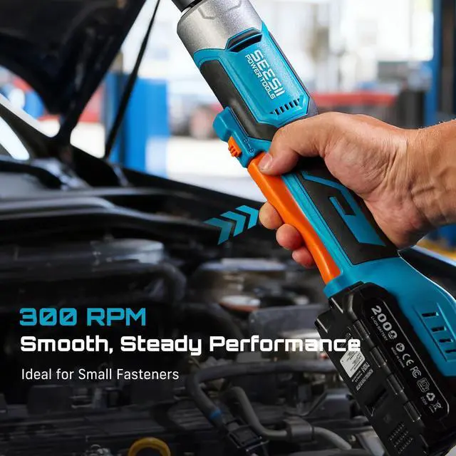 Alt view image 11 of 14 - 3/8" Cordless Ratchet Wrench Set, 60 ft-lbs (80Nm) High Torque Electric Ratchet, 21V Max & 2×2.0Ah Batteries, 300 RPM, Fast Charger, LED Work Light,1017mm Socket Set, Extension Bar & Case