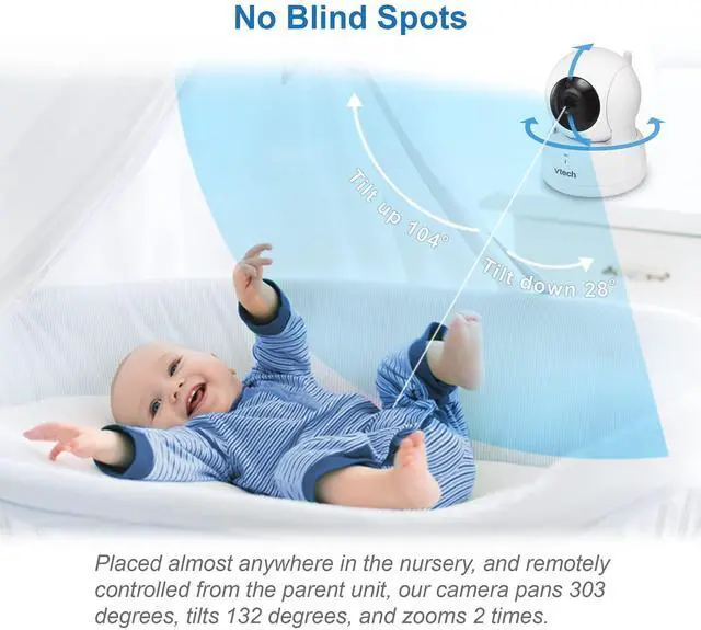 Alt view image 10 of 14 - VM923 Baby Monitor, 2.8 Screen, Pan-Tilt-Zoom, 1000ft Long Range, Night Vision, 2-Way Audio, Temperature Sensor, Lullabies, Secure Transmission No WiFi