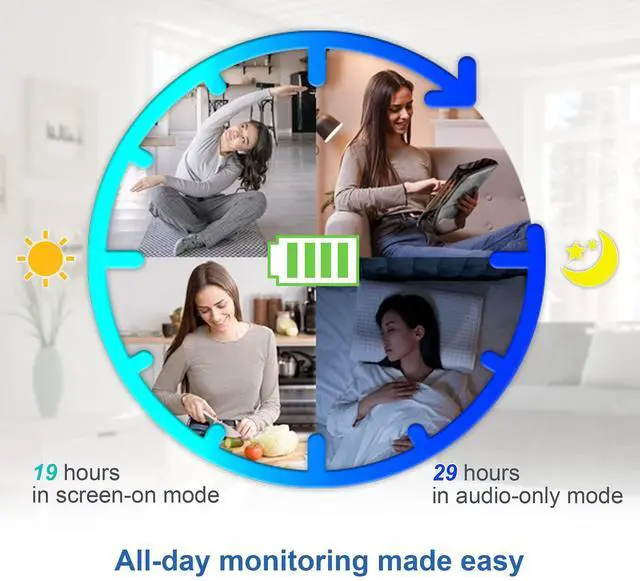 Alt view image 11 of 14 - VM923 Baby Monitor, 2.8 Screen, Pan-Tilt-Zoom, 1000ft Long Range, Night Vision, 2-Way Audio, Temperature Sensor, Lullabies, Secure Transmission No WiFi