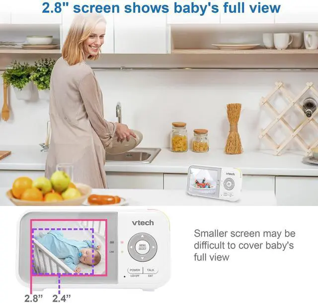 Alt view image 12 of 14 - VM923 Baby Monitor, 2.8 Screen, Pan-Tilt-Zoom, 1000ft Long Range, Night Vision, 2-Way Audio, Temperature Sensor, Lullabies, Secure Transmission No WiFi