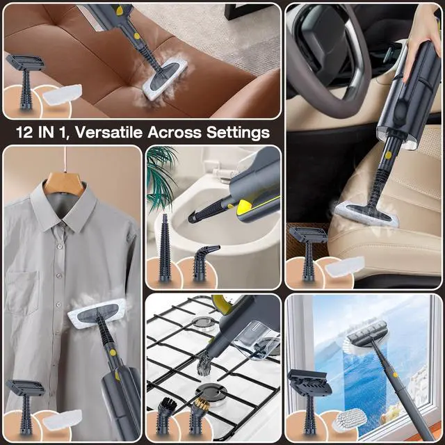 Alt view image 10 of 14 - Steam Mop with Detachable Handheld Steam Cleaner, 10-in-1 Multi Accessories, Quick 10s Heat, 350ml and 2-Level Steamer for Cleaning Floor, Carpet, BBQ Grill, Tile, and Grout, Gray