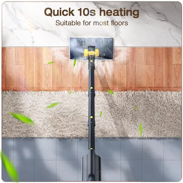 Alt view image 9 of 14 - Steam Mop with Detachable Handheld Steam Cleaner, 10-in-1 Multi Accessories, Quick 10s Heat, 350ml and 2-Level Steamer for Cleaning Floor, Carpet, BBQ Grill, Tile, and Grout, Gray