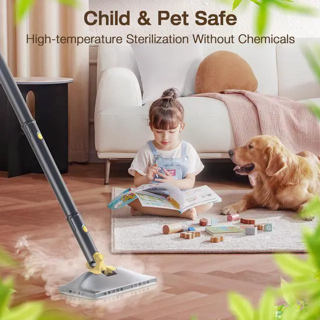Alt view image 13 of 14 - Steam Mop with Detachable Handheld Steam Cleaner, 10-in-1 Multi Accessories, Quick 10s Heat, 350ml and 2-Level Steamer for Cleaning Floor, Carpet, BBQ Grill, Tile, and Grout, Gray