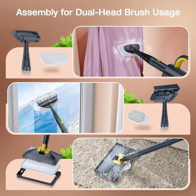 Alt view image 14 of 14 - Steam Mop with Detachable Handheld Steam Cleaner, 10-in-1 Multi Accessories, Quick 10s Heat, 350ml and 2-Level Steamer for Cleaning Floor, Carpet, BBQ Grill, Tile, and Grout, Gray