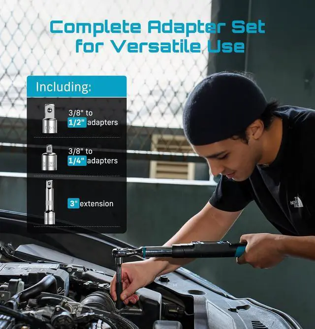 Alt view image 13 of 14 - 3/8" Digital Torque Wrench, ±2% Accuracy, 0220 N·m/0162 ft-lbs, LCD Display, Real-Time & Peak Modes, Preset & Data Storage, Dual Alarm, Electric Torque Wrench for Bicycle, Car, Motorcycle