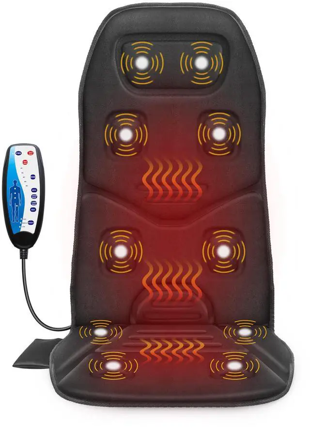 Alt view image 8 of 14 - Vibration Back Massager Seat Cushion with Heat,10 Motors Massage Chair Pad,Chair Massager for Pain Relief at Office/Home,Mothers Day Gifts for Mom Dad