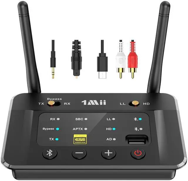 Alt view image 8 of 14 - B03S Bluetooth 5.3 Transmitter Receiver for TV Home Stereo, Wireless Audio Adapter with Audiophile DAC, aptX Adaptive/LL/HD, Dual Link, Optical RCA AUX 3.5mm Inputs/Outputs