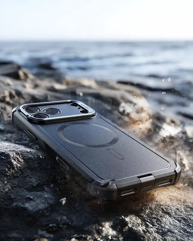 Alt view image 14 of 14 - for iPhone 17 Pro Max Phone Case with Stash Stand, 7X Military-Grade Drop Protection with Camera Control, Shock-Absorbing Rugged Cover, Compatible with MagSafe Accessories, Cyber Series, Black