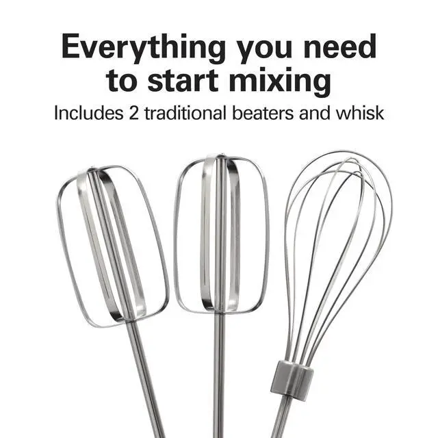 Alt view image 11 of 14 - 6-Speed Electric Hand Mixer with Whisk, Traditional Beaters, Snap-On Storage Case, 250 Watts, White