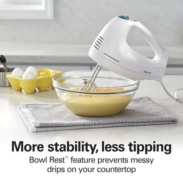 Alt view image 13 of 14 - 6-Speed Electric Hand Mixer with Whisk, Traditional Beaters, Snap-On Storage Case, 250 Watts, White
