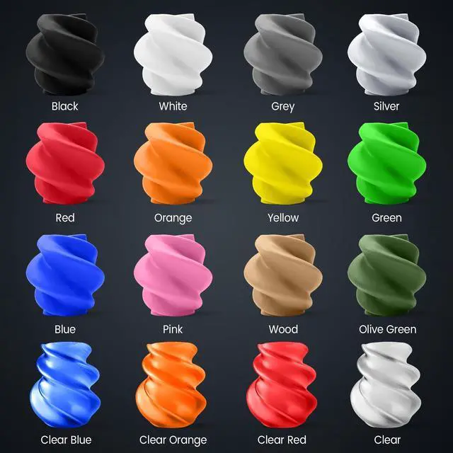 Alt view image 12 of 14 - 16 Color PLA Filament Bundle Multicolor, PLA 3D Printer Filament 1.75mm, Individually Vacuum Packed, 0.25kg per Spool, 4kg in Total, 16 Pack. (4 Transparent Color and 12 Regular Solid Color)