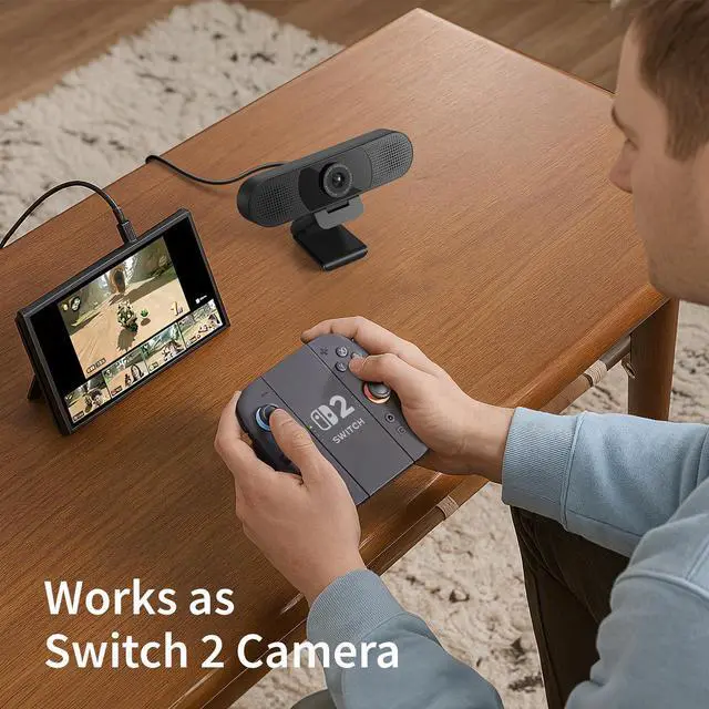 Alt view image 13 of 14 - C960 1080P Webcam with Microphone, 2 Mics, 90° FOV, USB Type-A & A-to-C Adapter, Fixed Focus, Plug&Play Computer Camera for Zoom/Teams/Facetime/YouTube/Google Meet/Switch 2 Camera, 2025 Version