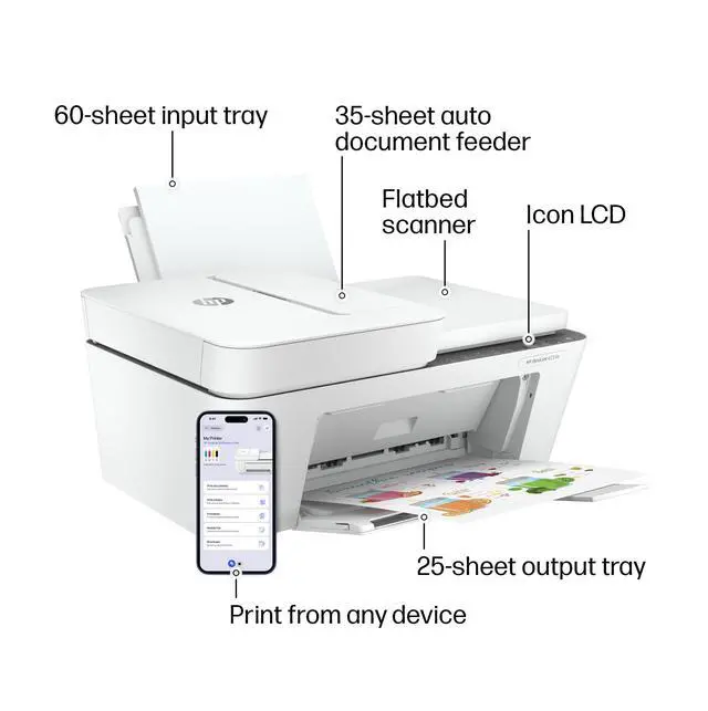 Alt view image 13 of 14 - DeskJet 4255e Wireless All-in-One Color Inkjet Printer, Scanner, Copier, Best-for-home, 3 month Instant Ink trial included. This printer is only 2.4 ghz capable. AI-enabled (588S6A)