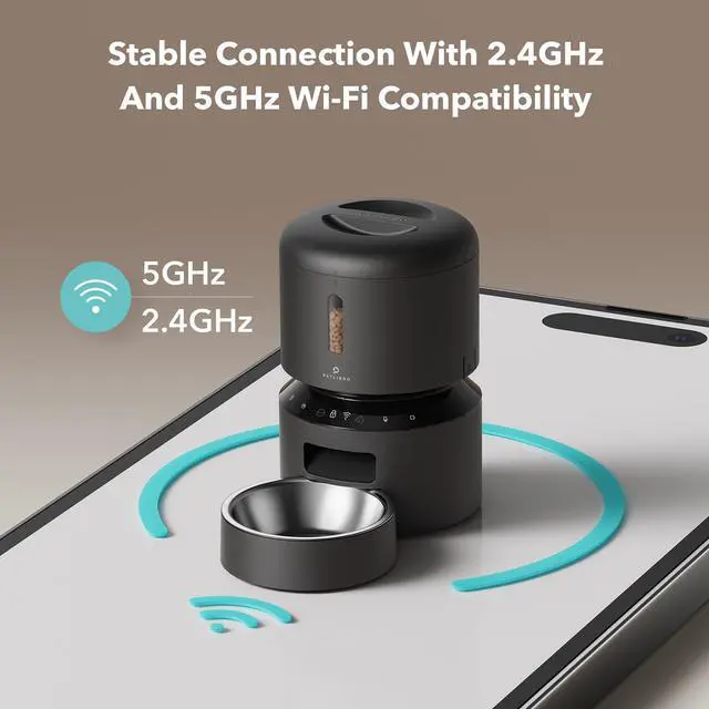 Alt view image 11 of 14 - Automatic Cat Feeder, 5G WiFi Pet Feeder with Freshness Preservation, Timed Cat Feeders for Dry Food, Up to 48 Portions 10 Meals Per Day, Granary Pet Feeder for Cat/Dog