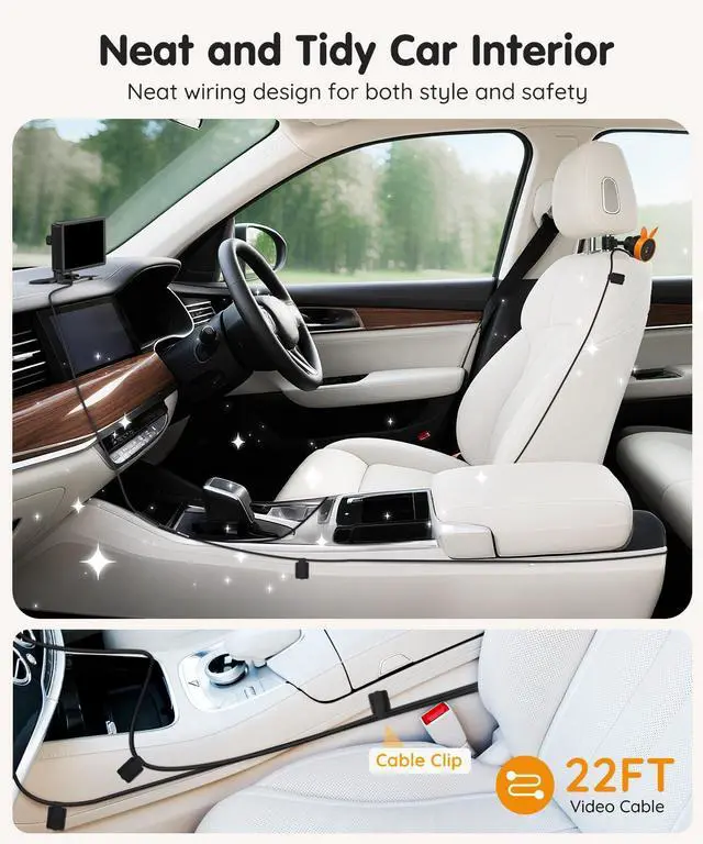 Alt view image 12 of 14 - BV3 PRO Dual Baby Car Camera See 2 Kids Clearly with 7.2" HD Screen, 1080P Night Vision, 3-Level Brightness, Rear-Facing Monitor for SUV/Truck
