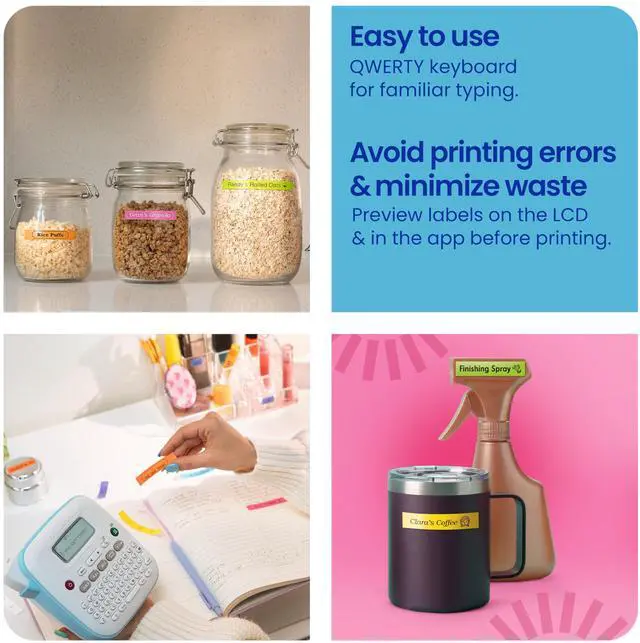 Alt view image 12 of 14 - P-Touch PT-N20 Personal Desktop Label Maker, Portable, Handheld and Prints, P-Touch Btag ~½ (12mm) Wide Color Personalized Label Tapes