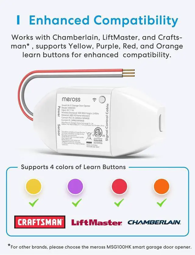 Alt view image 9 of 14 - Smart Garage Door Opener Remote, Compatible with Apple HomeKit, Amazon Alexa, Google Assistant, CarPlay and SmartThings, Enhanced Compatibility, New Version
