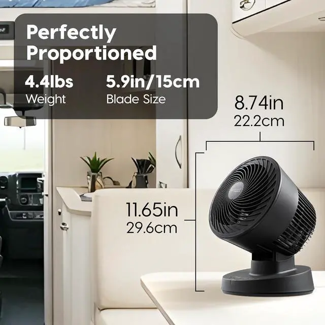 Alt view image 9 of 14 - WOOZOO Air Circulator Fan with Remote, Oscillating, 3 Speeds, 56ft Max Air Distance, Adjustable Tilt, Quiet Motor, Small Fan for Bedroom, Office, Dorm, Black