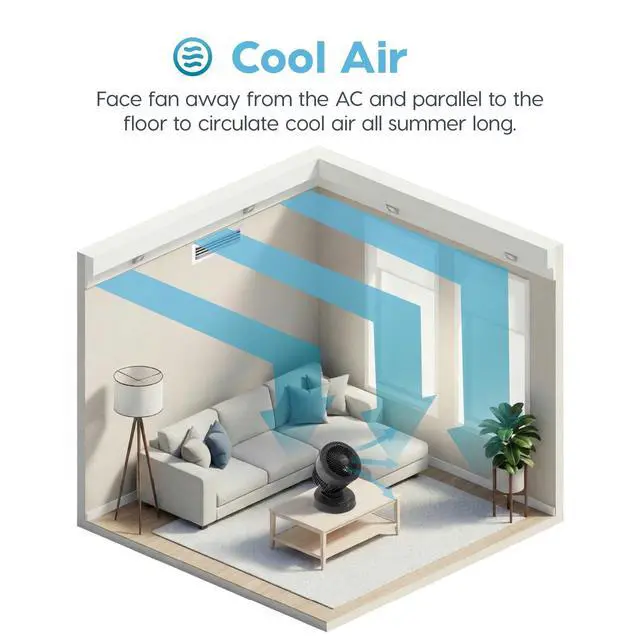 Alt view image 11 of 14 - WOOZOO Air Circulator Fan with Remote, Oscillating, 3 Speeds, 56ft Max Air Distance, Adjustable Tilt, Quiet Motor, Small Fan for Bedroom, Office, Dorm, Black