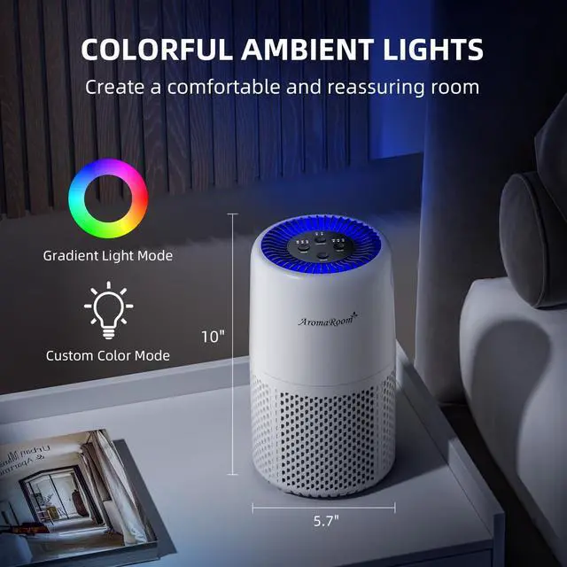 Alt view image 13 of 14 - Air Purifier for Home Bedroom, H13 HEPA Air Filter For Smoke Pollen Dander Hair Smell Air Cleaner, 3-in-1 Filter with Sleep Mode, Quiet Air Cleaner For Pets, Home, Baby Room (White)
