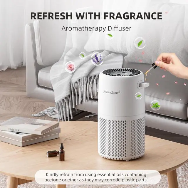 Alt view image 11 of 14 - Air Purifier for Home Bedroom, H13 HEPA Air Filter For Smoke Pollen Dander Hair Smell Air Cleaner, 3-in-1 Filter with Sleep Mode, Quiet Air Cleaner For Pets, Home, Baby Room (White)