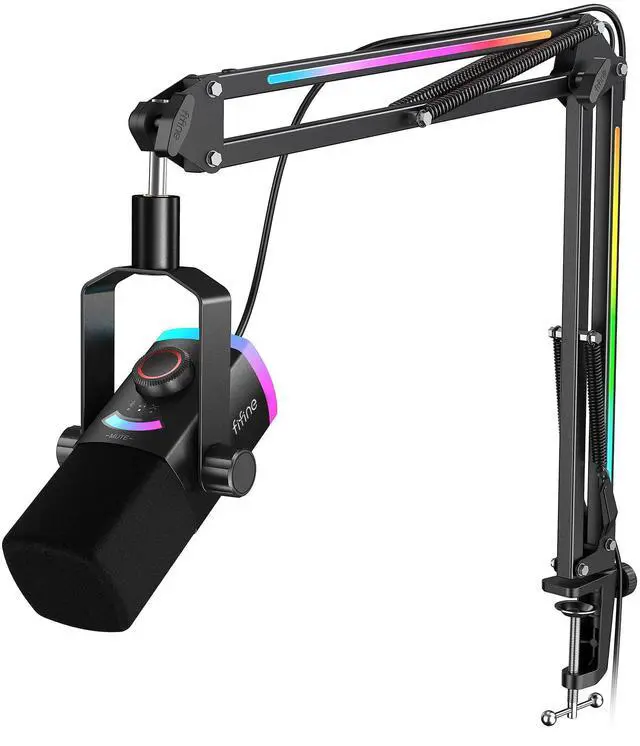 Alt view image 8 of 14 - Gaming Microphone Kit, XLR/USB Dynamic PC Microphone with Boom Arm for Podcast Recording, RGB Streaming Mic Set, Tap-to-Mute, Mix Control, Headphone Jack-AmpliGame AM8PROT