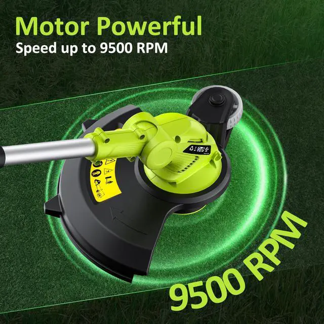 Alt view image 13 of 14 - Electric String Trimmer Cordless with 2x2.0Ah Battery, 20V Battery Powered 12-inch Lawn Mover & Edger Lawn Tool with Charger, Powered Grass Trimmer with 8pcs Spool Line for Yard, Garden, Green