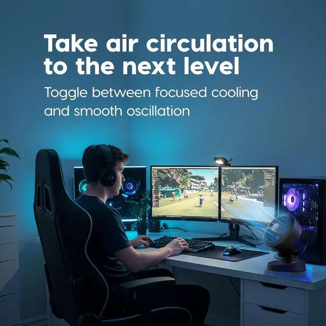 Alt view image 13 of 14 - WOOZOO Air Circulator Fan with Remote, Oscillating, 3 Speeds, 56ft Max Air Distance, Adjustable Tilt, Quiet Motor, Small Fan for Bedroom, Office, Dorm, Black