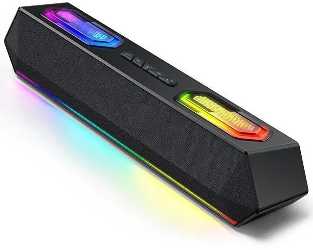 Alt view image 8 of 14 - Computer Speakers, 40W PC Speakers for Desktop Monitor with Bluetooth 5.3 & USB Audio, HiFi Stereo Gaming Soundbar with Custom EQ Software, Dynamic RGB Lighting for Laptop, PS4, PS5, Black.