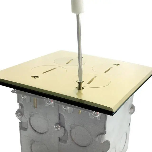 Alt view image 12 of 14 - - 705510-C-STICKERED Screw Cap Cover Floor Box kit, 5 x 5 2-Gang Cover, 20A Tamper-Weather Resistant Receptacle Outlets, Watertight Gasket, Corrosive Resistant Hardware, UL Listed,