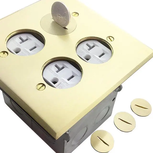 Alt view image 10 of 14 - - 705510-C-STICKERED Screw Cap Cover Floor Box kit, 5 x 5 2-Gang Cover, 20A Tamper-Weather Resistant Receptacle Outlets, Watertight Gasket, Corrosive Resistant Hardware, UL Listed,